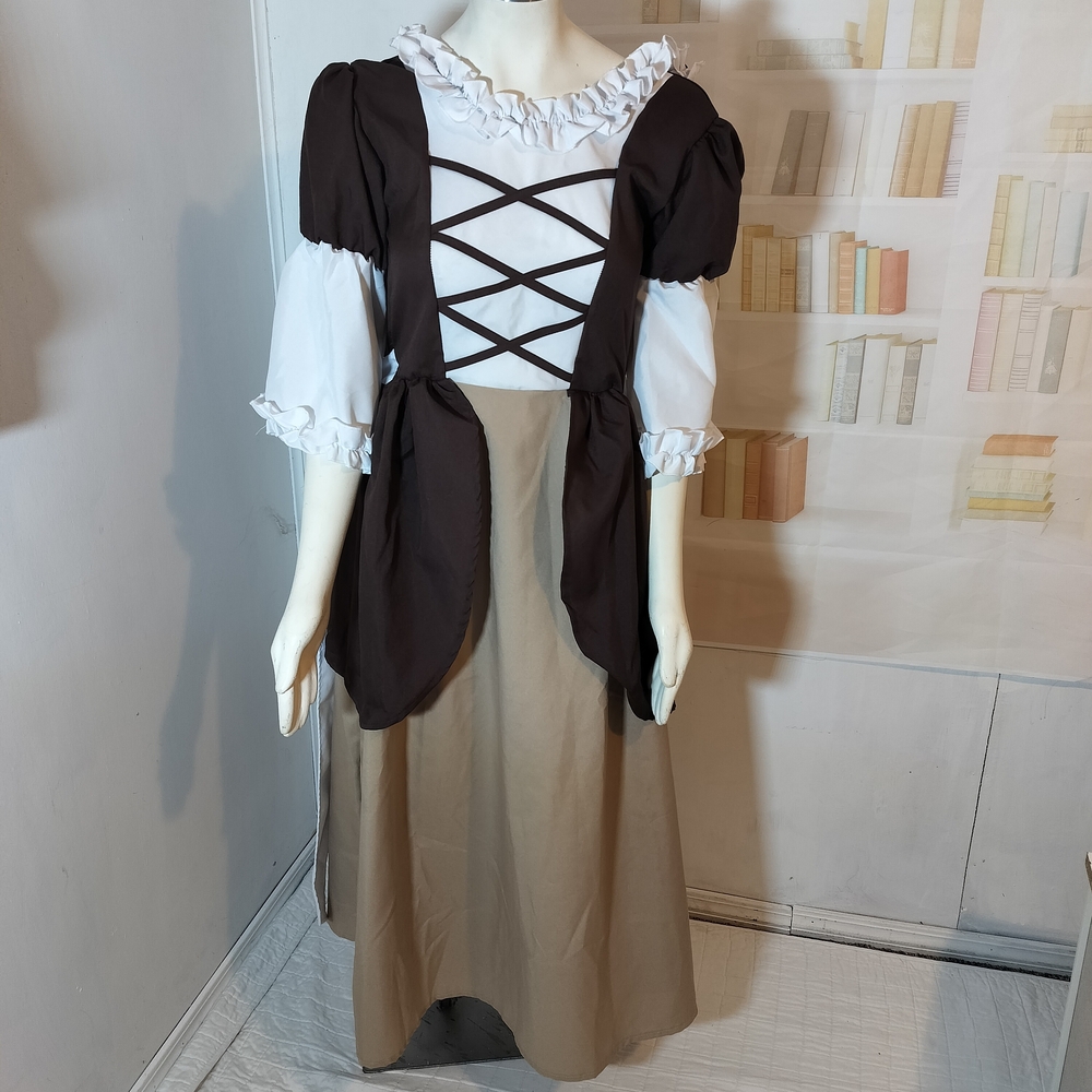 & Other Stories Brown and Cream Crisscross Dress